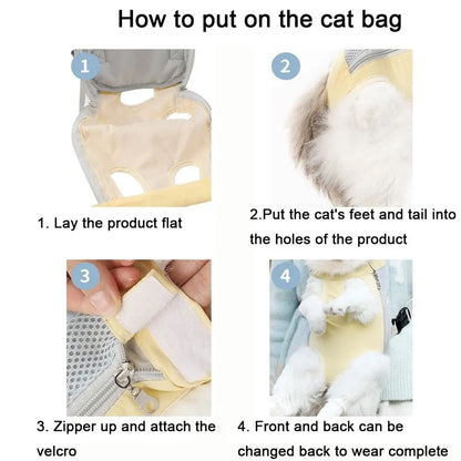 Mesh Cat Dog Carrier Bag Front Leg Out Hands-Free Cat Front Backpack Adjustable Breathable Pet Dog Backpack for Small Dog Cats