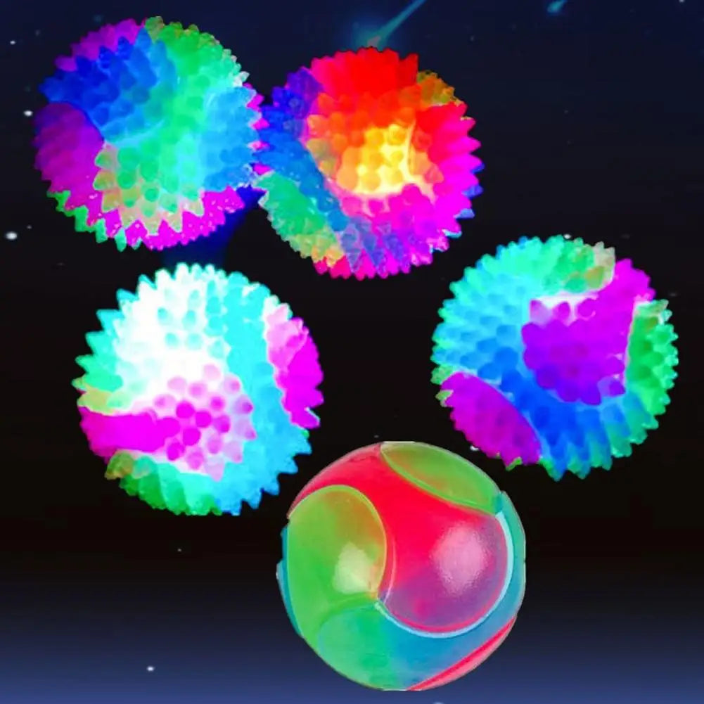 Pet Light Up Toy Ball Glowing LED Puppy Flashing Elastic Ball Toy Color Light TPR Ball Interactive Toys For Small pet