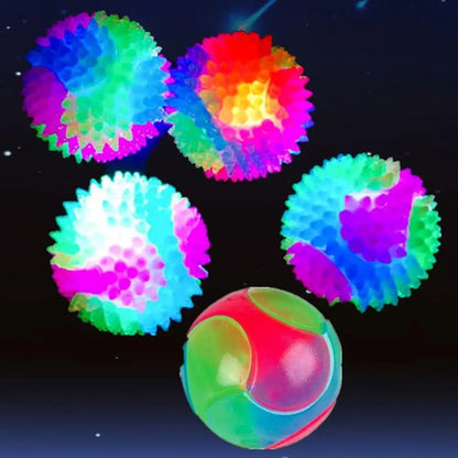 Pet Light Up Toy Ball Glowing LED Puppy Flashing Elastic Ball Toy Color Light TPR Ball Interactive Toys For Small pet