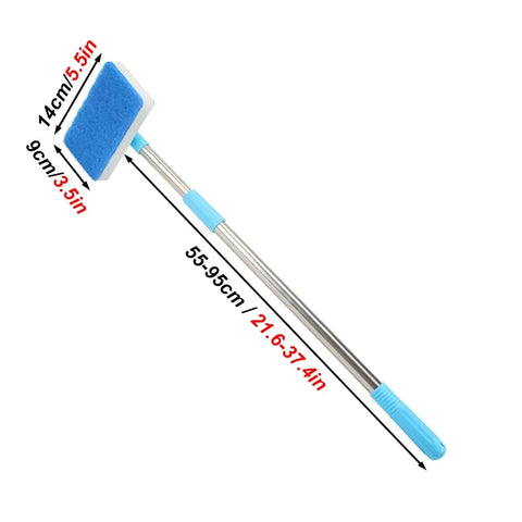 180° Adjust 55-95cm Telescopic Handle Cleaner Scrubber Aquarium Fish Tank Glass Window Algae Double-Sided Sponge Cleaning Brush