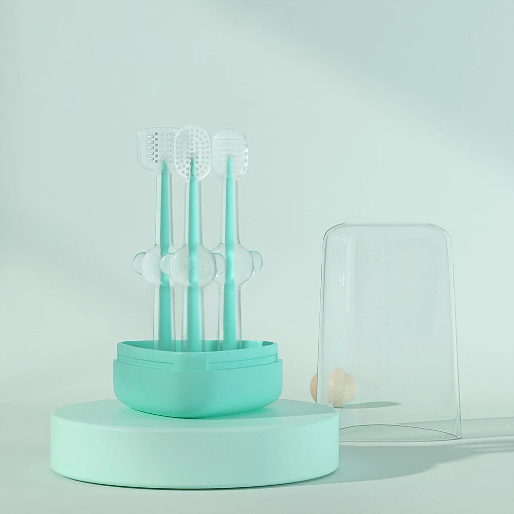 3pcs/set Pet Toothbrush Purple Cat Silica Gel Brush Clear Up Bad Breath Tartar Teeth Care Dog Cat Cleaning Mouth Dogs Supplies