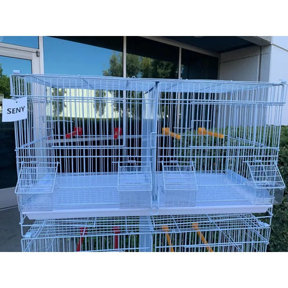 Set of 4 Stackable Breeding Bird Cage for Canary Finch Small Birds (White)