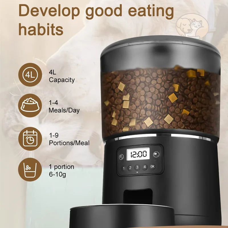 Cat Automatic Smart Feeder with WiFi Remote Camera 4L Large Capacity Puppy Pet Food Dispenser Feeder Accessories for Cat Dog