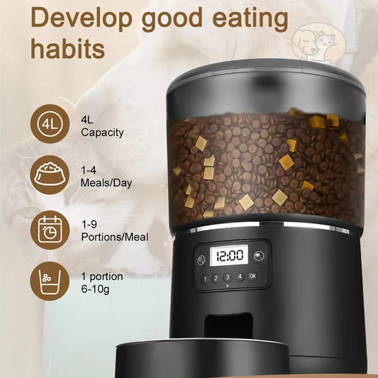 Cat Automatic Smart Feeder with WiFi Remote Camera 4L Large Capacity Puppy Pet Food Dispenser Feeder Accessories for Cat Dog
