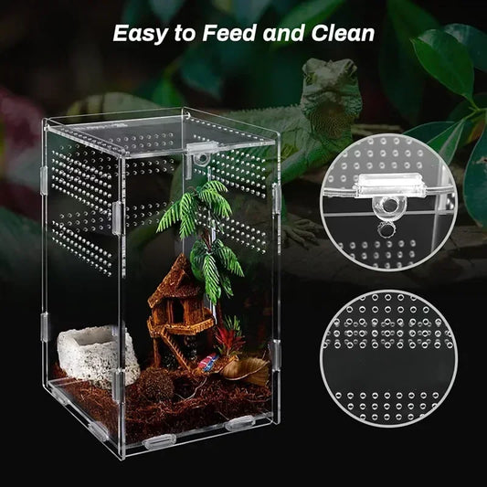 Transparent Acrylic Breeding Box Reptiles Amphibious Lizards Jumping Spiders  Turtles Breeding Box Modern Simple Breeding Tank