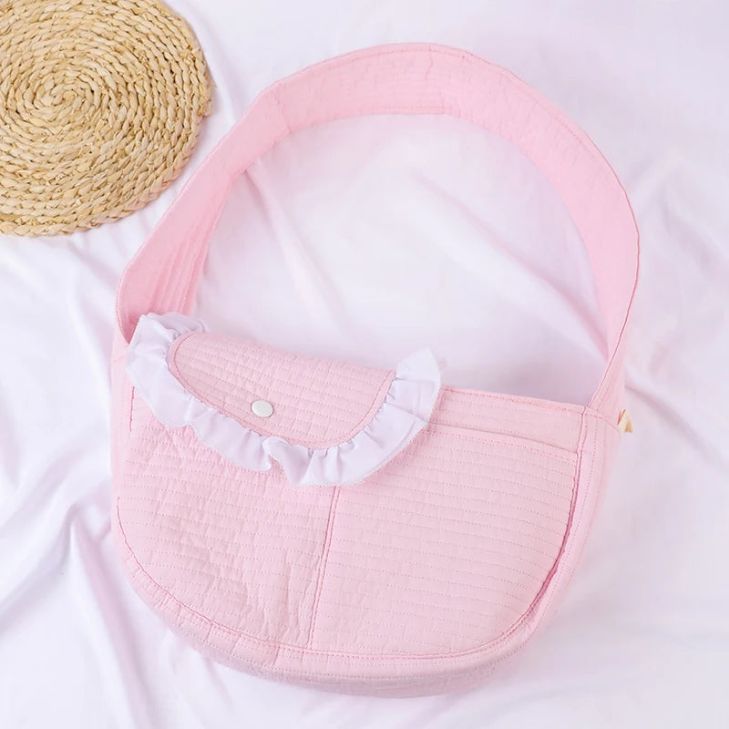 Handmade Dog Bag Pet Kitten Carrier Outdoor Travel Handbag Canvas Single Shoulder Cat Bag Sling Comfort Tote Bag Breathable