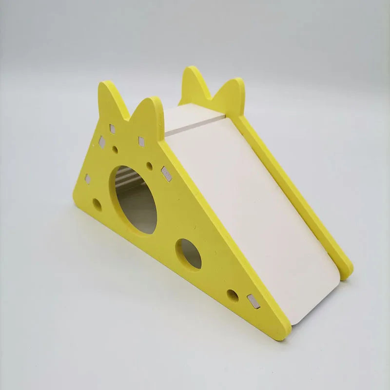 Assembled Hamster Slide Toy Guinea Pig Golden Bear Wooden Colorful Hamster House Small Pets Cage Toys Hamster Accessories