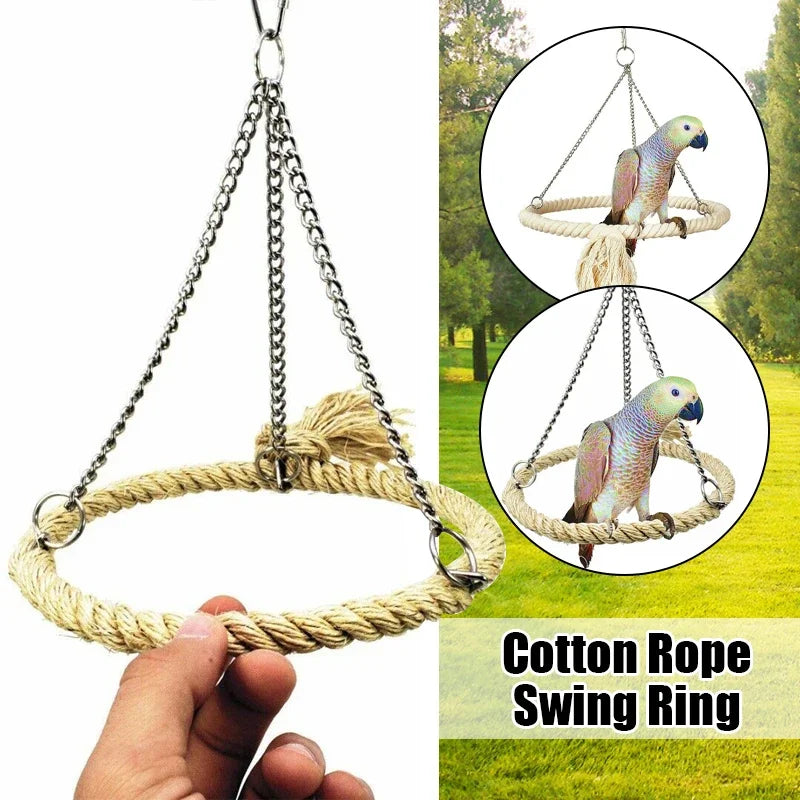 Bird Rope Ring Swing Toys Budgie Cockatiel Hanging Cage Hammock Perch Parrot Toy Bird Toy  Bird Accessories  Pet Toys