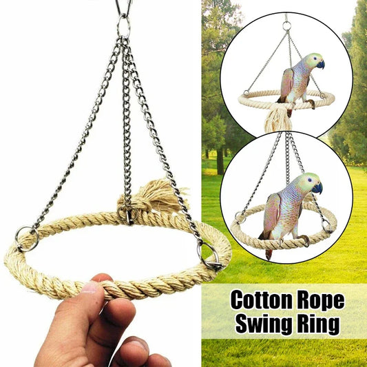 Bird Rope Ring Swing Toys Budgie Cockatiel Hanging Cage Hammock Perch Parrot Toy Bird Toy  Bird Accessories  Pet Toys