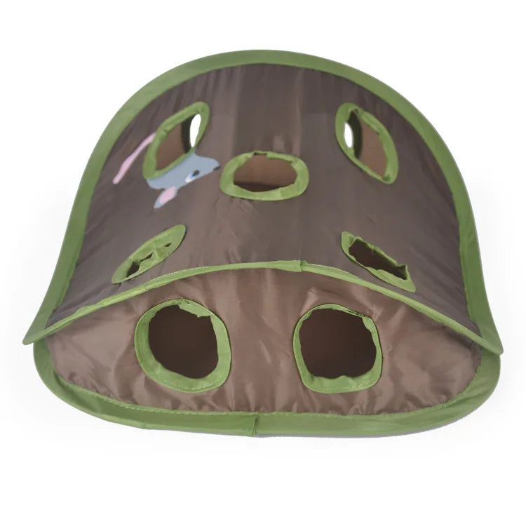 Cat Toy Folding Nine Hole Cloth Tunnel Plush Mouse Cat Grab Ball Bell Fun Decompression Convenient Storage Supplies