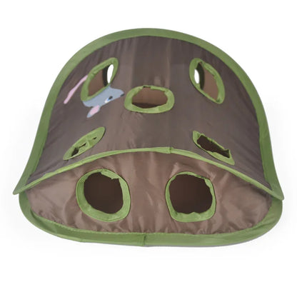 Cat Toy Folding Nine Hole Cloth Tunnel Plush Mouse Cat Grab Ball Bell Fun Decompression Convenient Storage Supplies