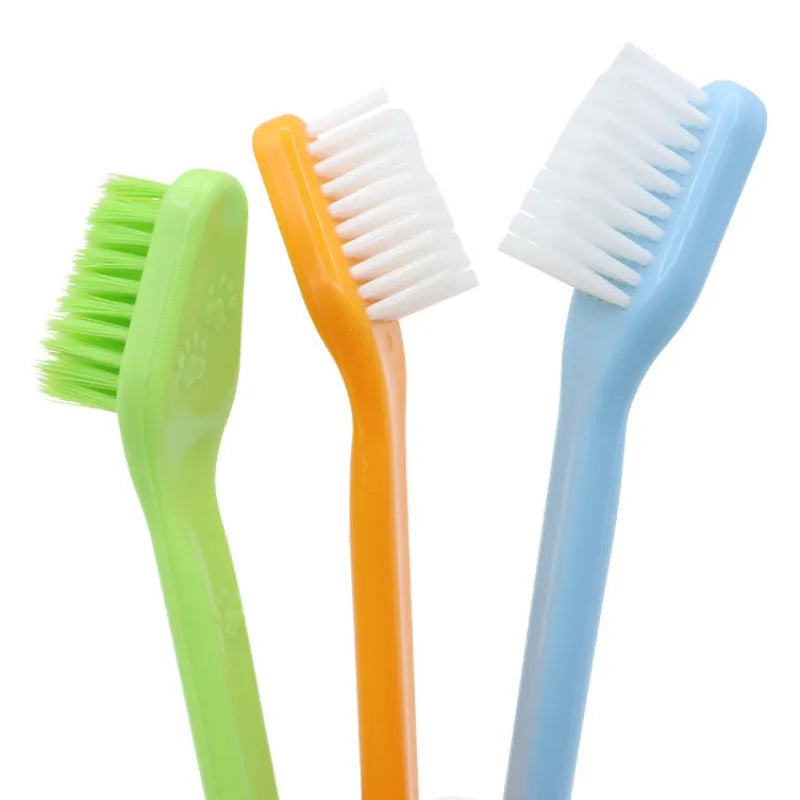 Dog Toothbrush Set Oral Care Double Head Pet Toothbrush 2PCS Dog Teeth Cleaning Soft Hair Toothbrushes for Dogs Mouth Cleaning