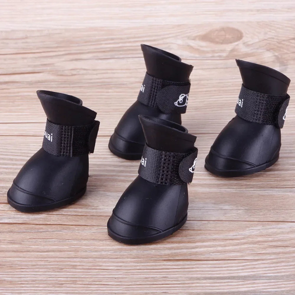 4PCS/SET Dog Boots for Small Dogs  Summer Pet Dog Shoes Waterproof Pet Rain Shoes for Dog Puppy Rubber Boots Durable Shoes