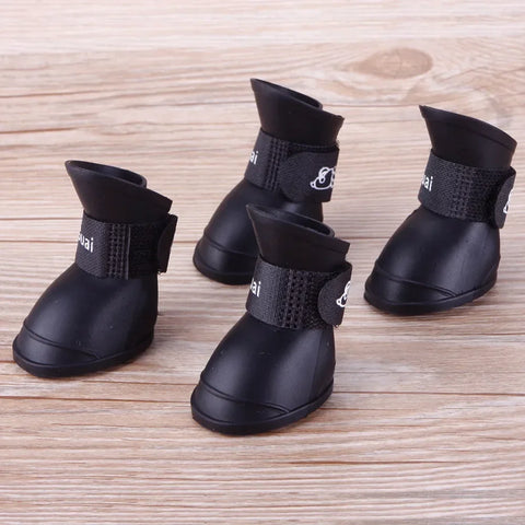 4PCS/SET Dog Boots for Small Dogs  Summer Pet Dog Shoes Waterproof Pet Rain Shoes for Dog Puppy Rubber Boots Durable Shoes