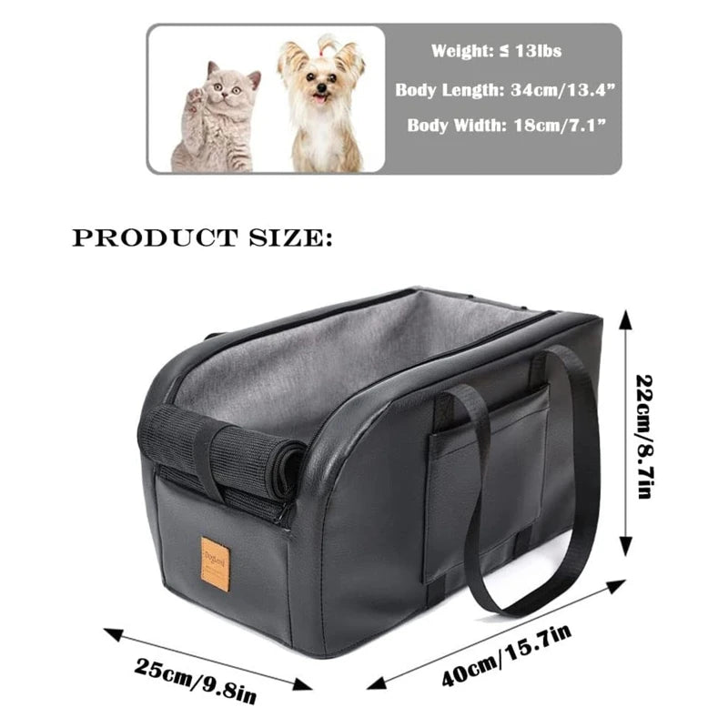 Dog Car Seat Puppy Booster Seat Fits Small Dogs Removable Cushion Safety Hook Installs on Armrest Console Breathable
