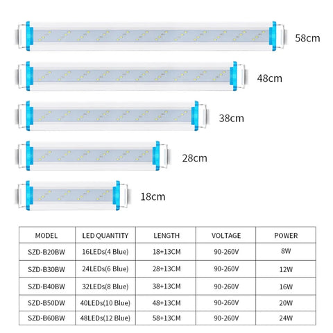 Extensible Waterproof Clip on Lamp For Fish Tank Super Slim Fish Tank Aquatic Plant Grow Aquarium LED Light 18-58cm