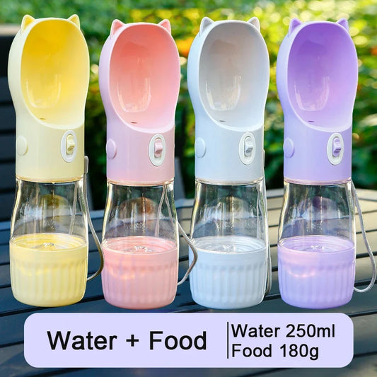 Pet Dog Water Bottle With Food Container For Small Medium Big Dogs Portable Travel Puppy Cat Water Dispenser Chihuahua Feeder
