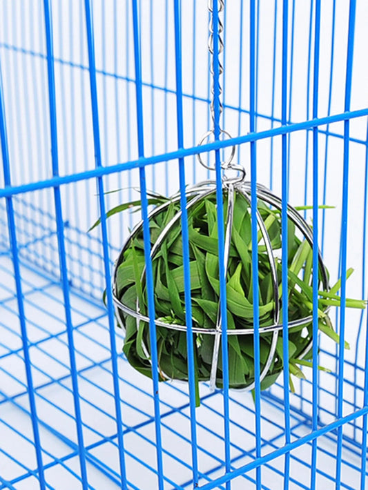 1pc-Hanging feeders for rabbits and birds, made of stainless steel material, equipped with grass balls for feeding