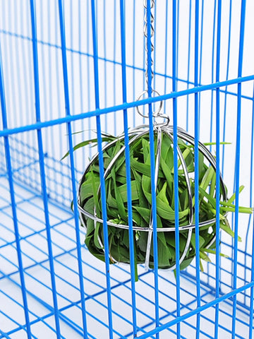 1pc-Hanging feeders for rabbits and birds, made of stainless steel material, equipped with grass balls for feeding