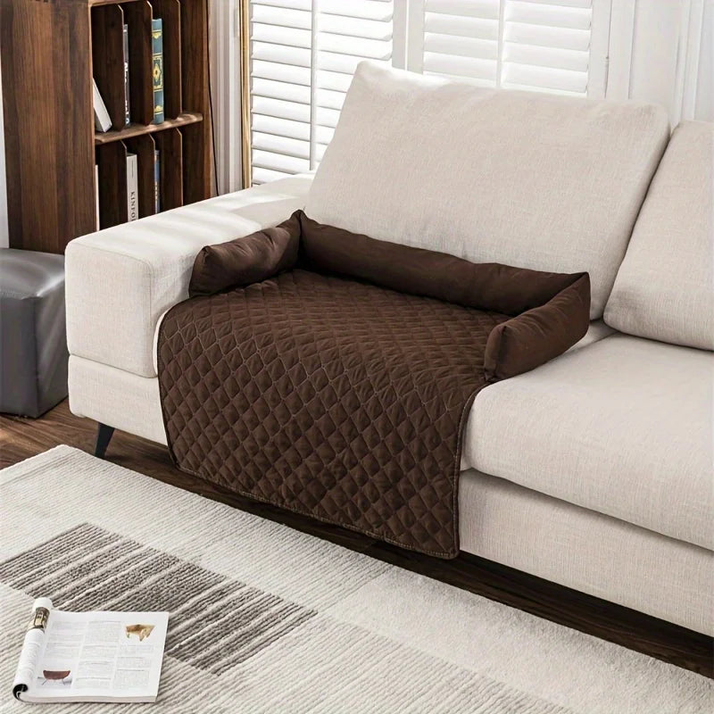 Pet Sofa Bed, Slip Resistant, Waterproof&Anti-Leakage, Washable Couch Protector with Removable Bolster Cushions, for Dogs, Cats