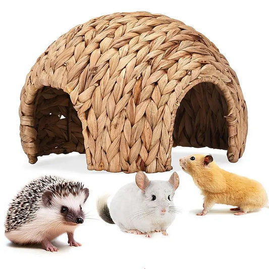 Rabbit Tunnel Safe Bunny Grass House Natural Cattail Hideout Hand Made Cattail House For Guinea Pig Hamsters Chinchilla Ferret