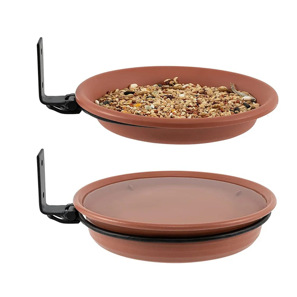 2 layer Bird Feeding Trays Wall Hanging Tree Mounted Bird Bath Spa Foldable Multifunctional Feeders for Garden Balcony Railing