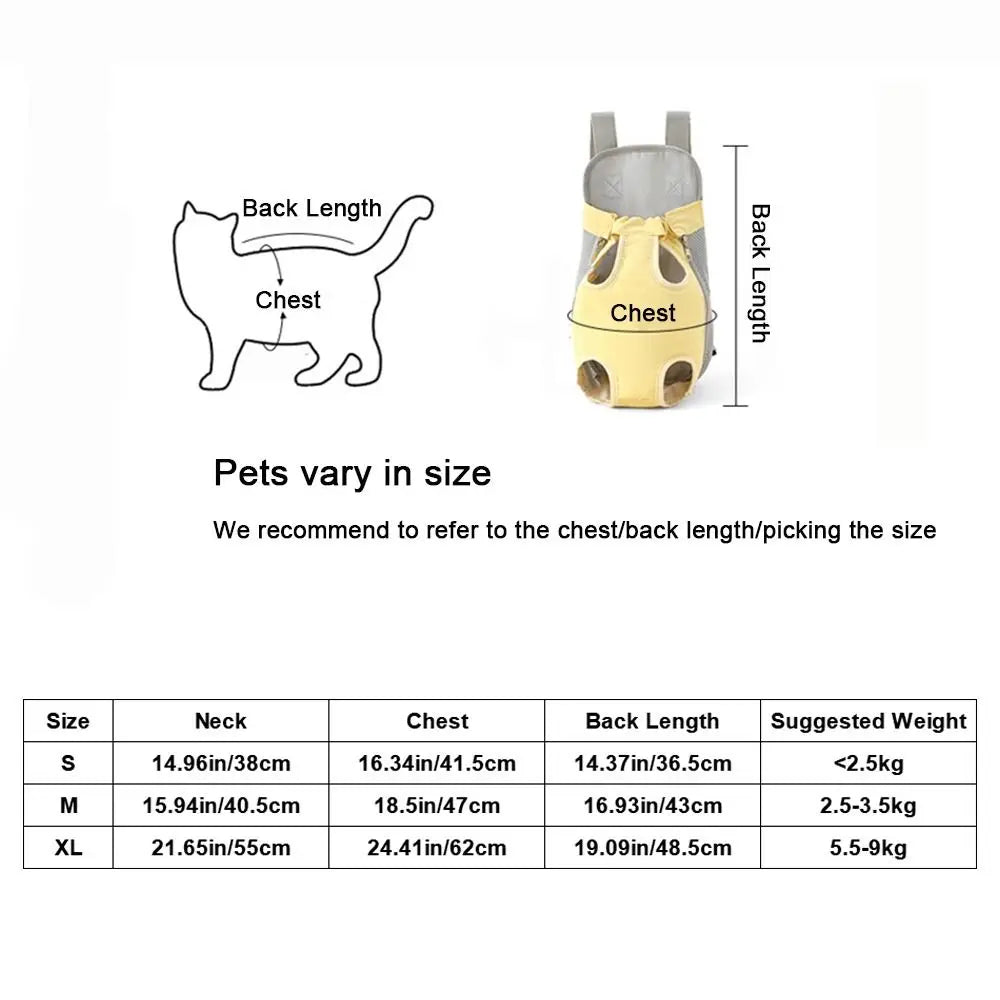 Mesh Cat Dog Carrier Bag Front Leg Out Hands-Free Cat Front Backpack Adjustable Breathable Pet Dog Backpack for Small Dog Cats