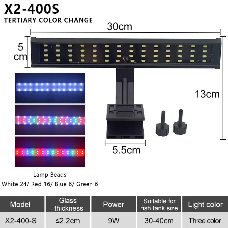 LED Aquarium European Standard 220V Fish Tank Light Ultra-thin Plant Growth Clip Light Aquarium Light Lighting 5W/7W/9W/12W