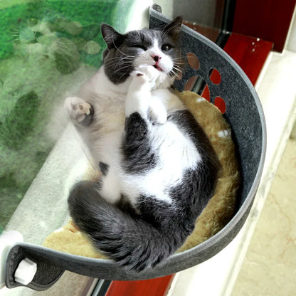 Premium Window-Mounted Cat Hammock Bed - Plush Perch Cushion with Secure Suction Cups for Cats, Ferrets, Chinchillas