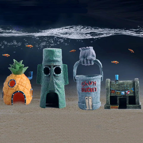 Aquarium Decoration Landscaping Accessories Fish Tank Aquarium Decoration Cartoon Character Pineapple house decoration