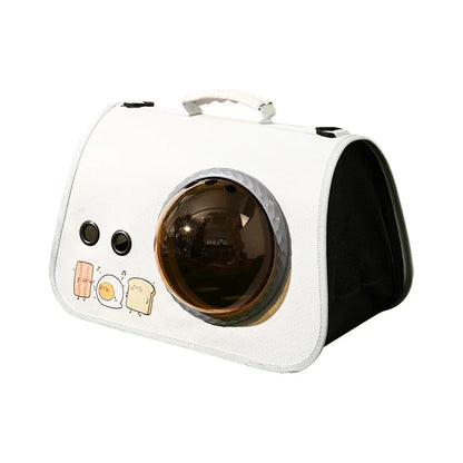 Foldable Cat Carrier Backpack – Cute Cartoon Design with Airflow Vents & Shoulder Strap Interface, Pet Travel Bag for Cats