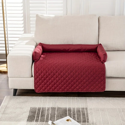 Pet Sofa Bed, Slip Resistant, Waterproof&Anti-Leakage, Washable Couch Protector with Removable Bolster Cushions, for Dogs, Cats