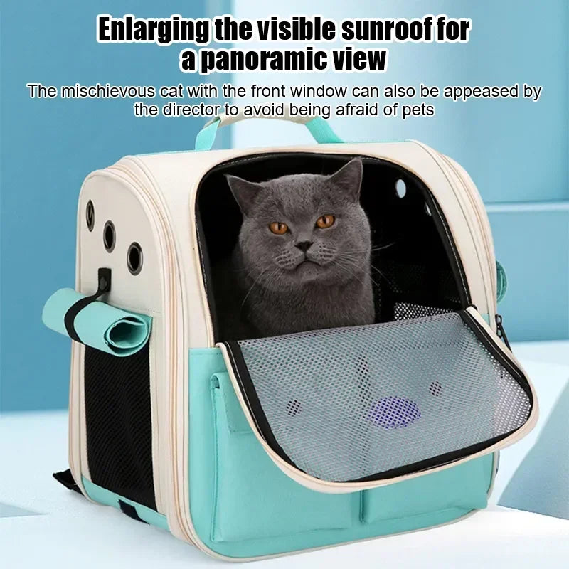 Adjustable Strap Pet Carrying Bag Foldable Cat Backpack for Outdoor Travel Ventilation Large Capacity Cat Carrier Backpack