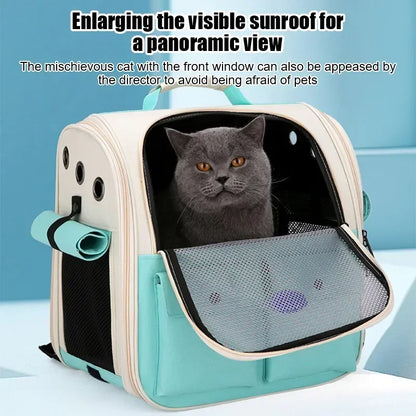 Adjustable Strap Pet Carrying Bag Foldable Cat Backpack for Outdoor Travel Ventilation Large Capacity Cat Carrier Backpack