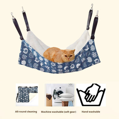 All-Season Cat Hammock for Cages, Durable Canvas & Linen, S/M/L Sizes, Easy Installation & Cleaning