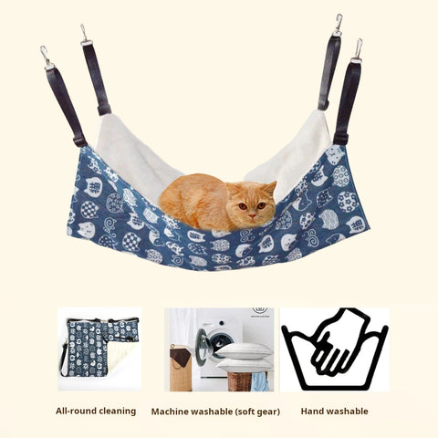 All-Season Cat Hammock for Cages, Durable Canvas & Linen, S/M/L Sizes, Easy Installation & Cleaning