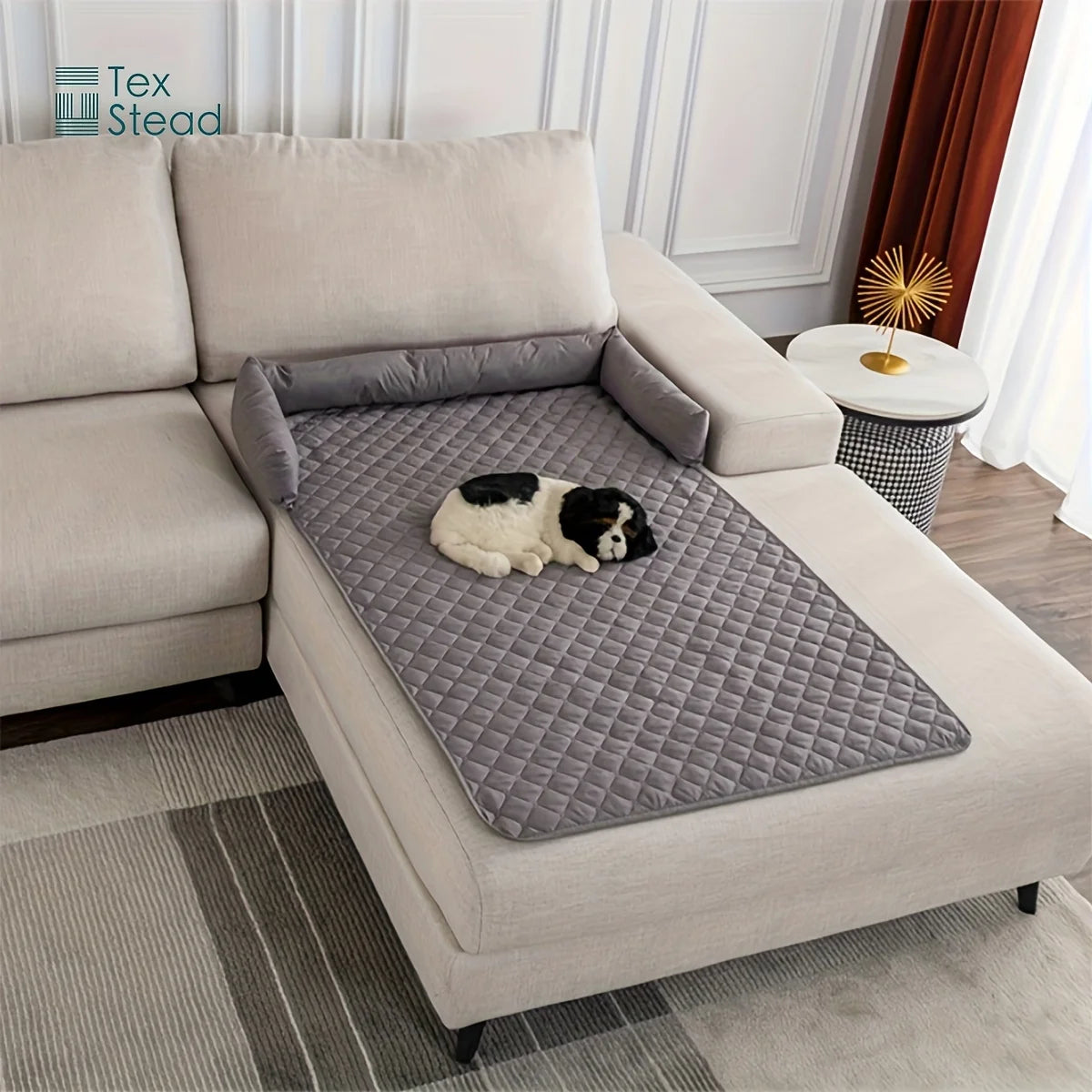 Pet Sofa Bed, Slip Resistant, Waterproof&Anti-Leakage, Washable Couch Protector with Removable Bolster Cushions, for Dogs, Cats