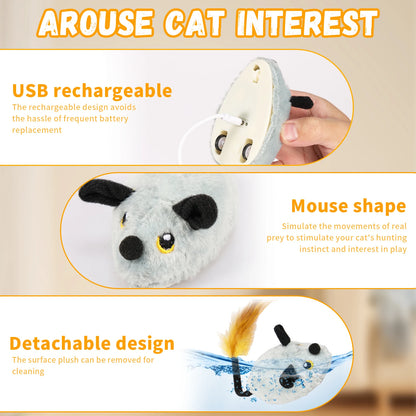 Cat Mouse Interactive Plush Toys LED Glow Electric Telecontrol Auto Rechargeable Moving Mice Toy Realistic Kitten