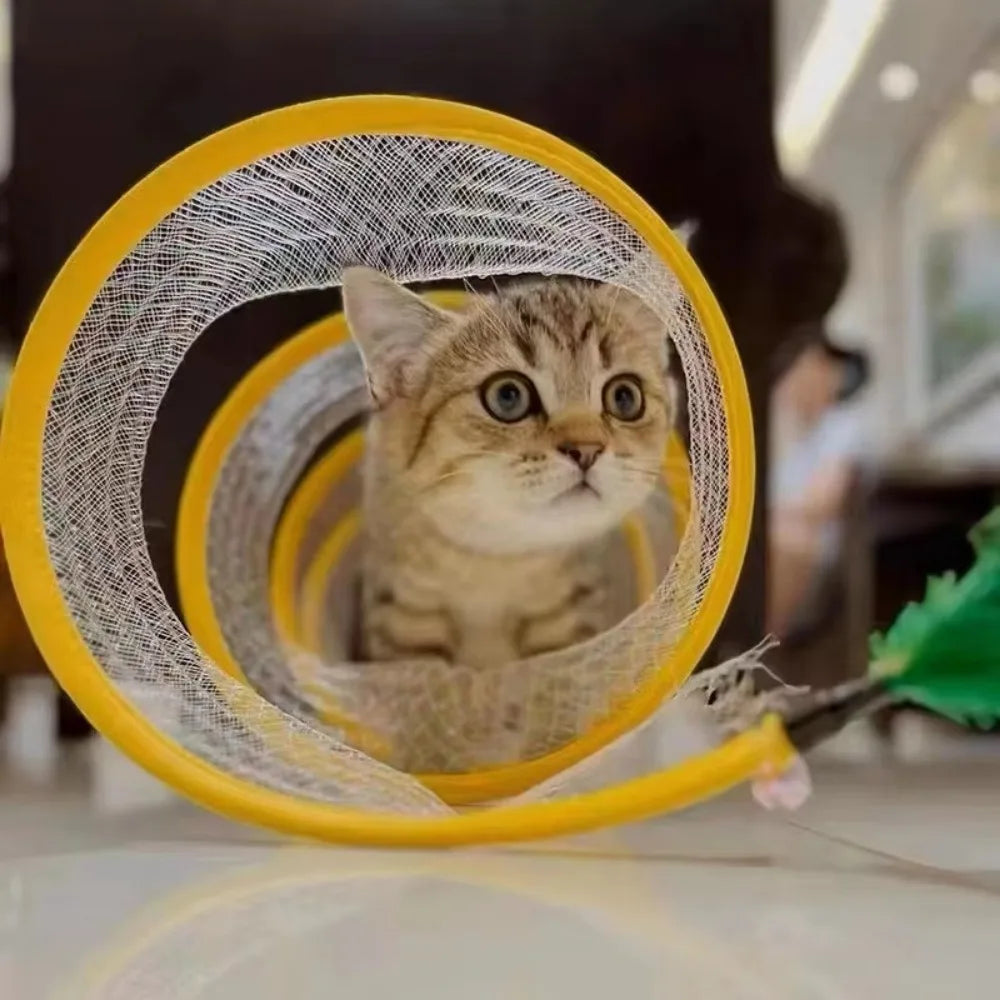 New Folded S Type Cat Tunnel Spring Toy Mouse Tunnel with Balls Convenient Storage Kitten Outdoor Interactive Toys Pet Products