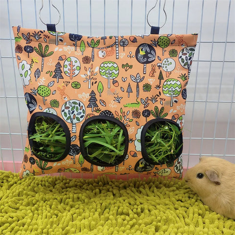 Rabbit Hay Feeder Small Animal Hanging Hay Bag for Bunny Guinea Pigs Chinchilla Feeder Food Dispensers Bag Pet Feeding Bag