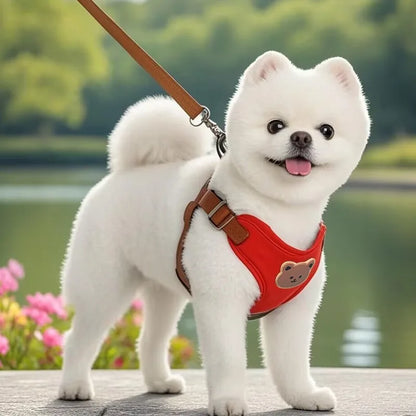 Adjustable Dog & Puppy Harness Leash Set with Breathable Vest and Chest Strap for Small to Medium Dogs