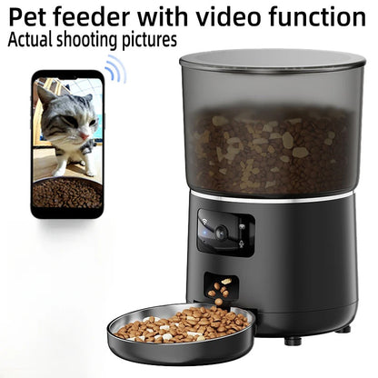 Cat Automatic Smart Feeder with WiFi Remote Camera 4L Large Capacity Puppy Pet Food Dispenser Feeder Accessories for Cat Dog