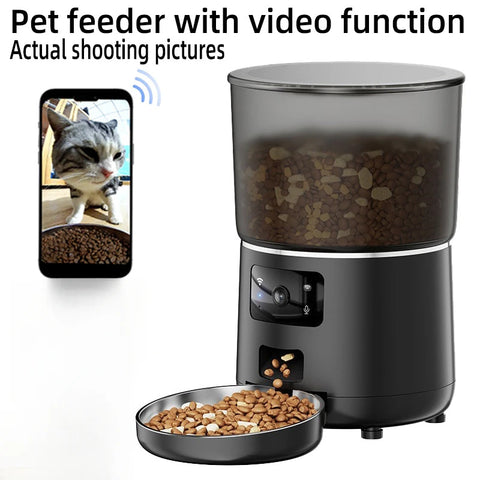 Cat Automatic Smart Feeder with WiFi Remote Camera 4L Large Capacity Puppy Pet Food Dispenser Feeder Accessories for Cat Dog