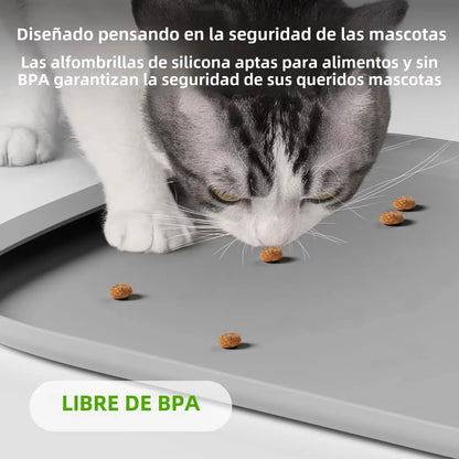 Silicone Pet Feeding Mat, Anti Slip Cat/Dog Food Tray With Raised Edges, Automatic Feeder And Water Dispenser Feeding Mat