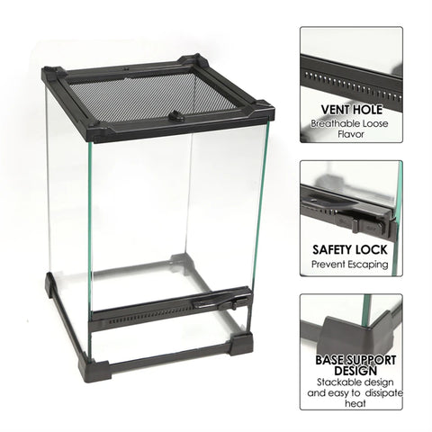 Tempered glass reptile terrarium,suitable for geckos, lizards, tarantula,spiders,horned frogs, turtles, snakes, etc.
