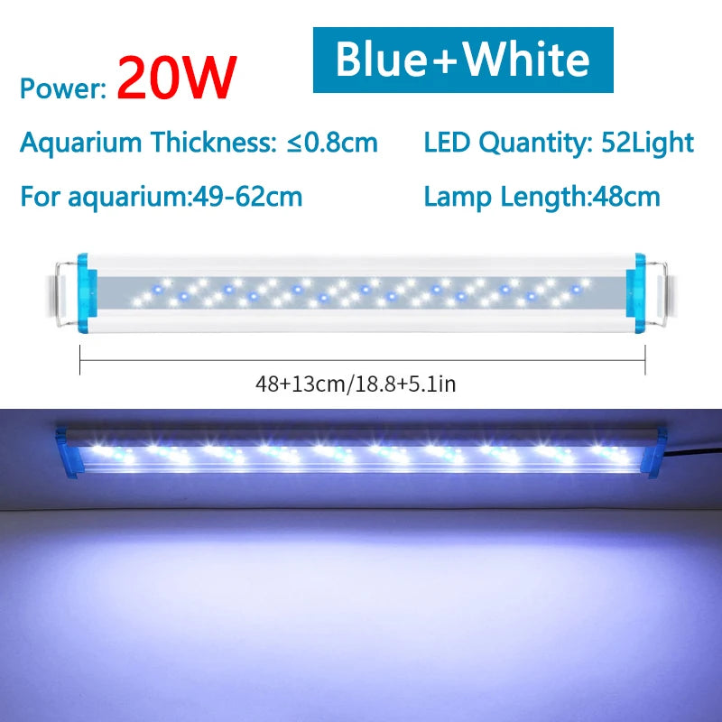 Extensible Waterproof Clip on Lamp For Fish Tank Super Slim Fish Tank Aquatic Plant Grow Aquarium LED Light 18-58cm
