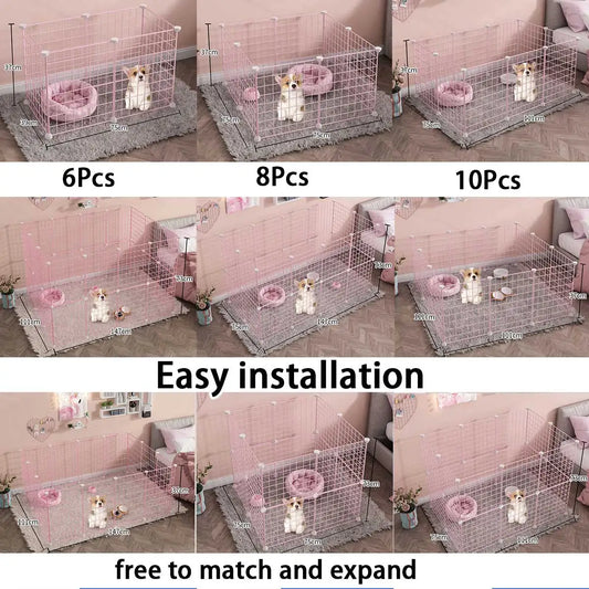 Pink pet fence DIY iron mesh can be freely combined cat cage dog cage hamster cage rabbit cage