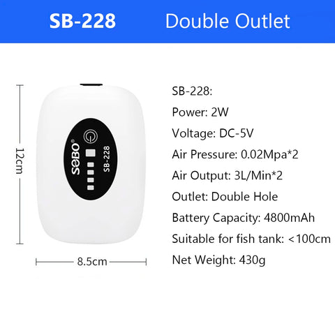 Aquarium Fish Tank Oxygen Pump Charging Dual-Purpose Air Pump Usb Household Portable Fishing Mute 4800mA Outdoor Fishing Pet