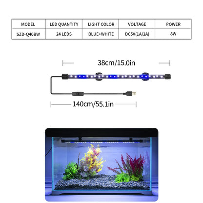USB Aquarium Light LED Plant Grow Lamp 18-58CM Aquariums Decor Lighting Waterproof Fish Tank Light