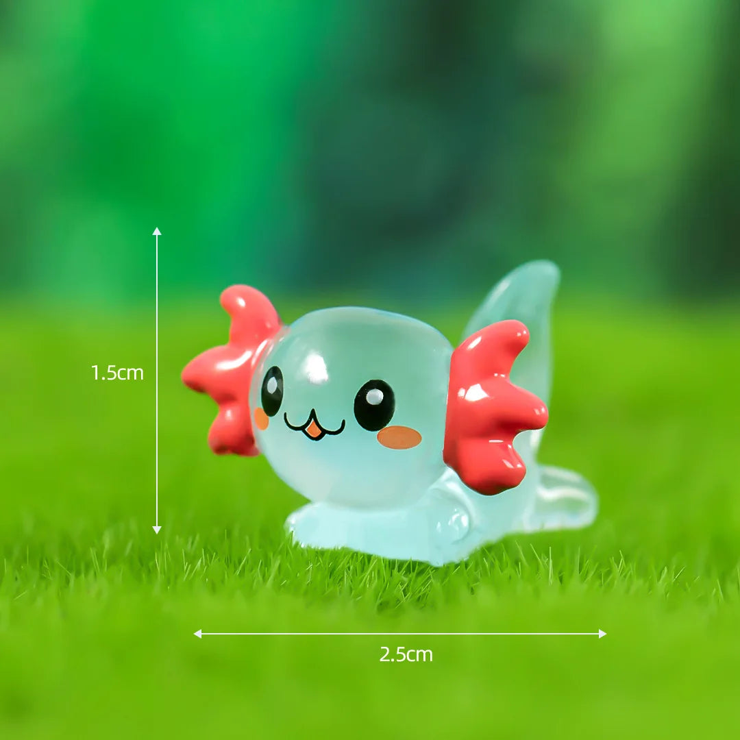 8-15PCS Luminous Axolotl Miniatures Ambystoma Mexicanum Glow At Night Moss Microlandscape Decoration Cute Animals Fish Tank DIY